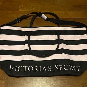 Victoria Secret Pink Striped Expandable Weekender Tote